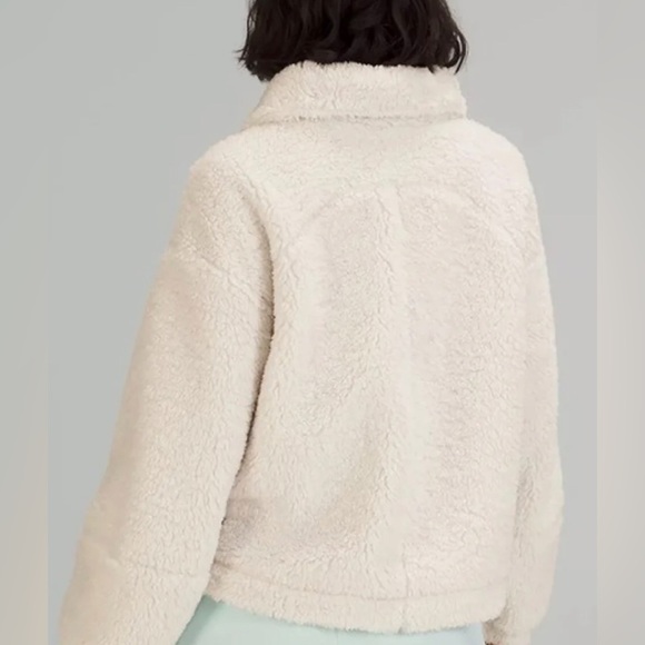 LULULEMON Textured Fleece Full Zip Jacket 6 White Opal - Picture 7 of 10